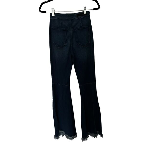 Cello Fringe Flare Leg Size 3 Stretch Dark Wash Wide Leg Bell Bottom y2K Retro - Picture 9 of 16